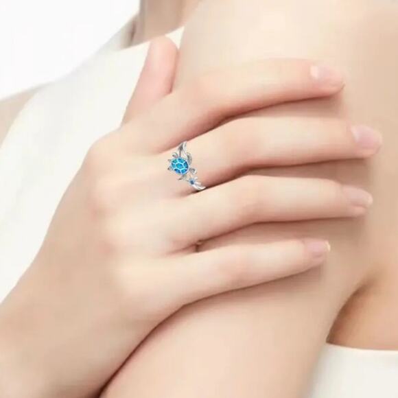 Stainless Adjustable Ring Blue Sea Turtle Starfish Ocean Christmas Birthday Gift - Picture 5 of 5